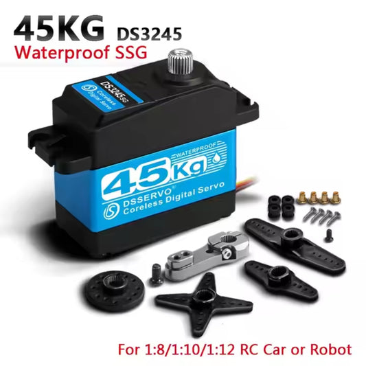 DSServo DS3245SSG 45KG Coreless Digital Servo High Speed Waterproof Servo 180°/270° Degree Rotation High Torque Coreless Stainless Steel Gear Servo Motor For 1/8 1/10 1/12 RC Cars