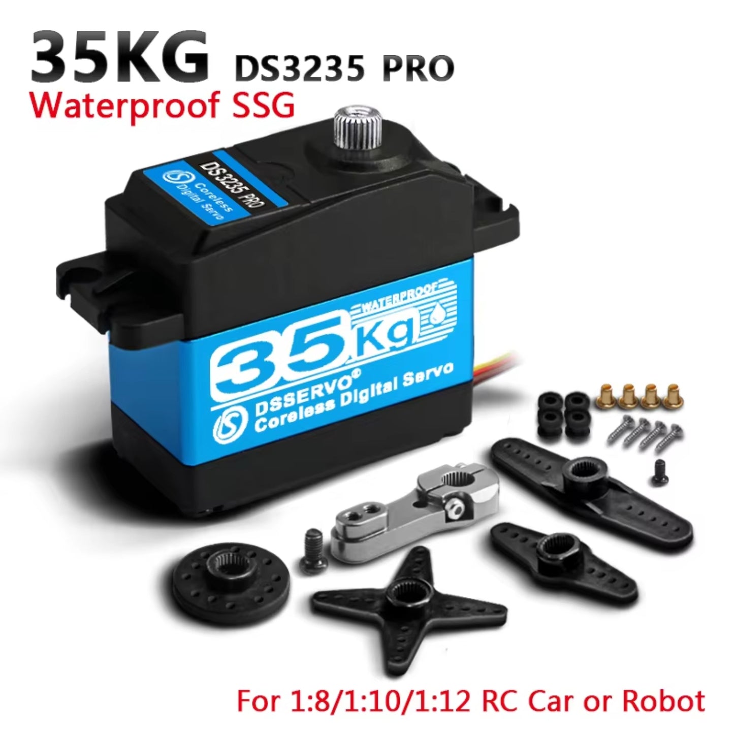 DSServo DS3235SSG 35KG Pro Waterproof Servo 180°, 270° (Optional)  Degree Rotation Servo Motor Durable Stainless Steel Gear Servo Powerful 35kg Torque  Coreless  Servo For Robotics and RC Cars