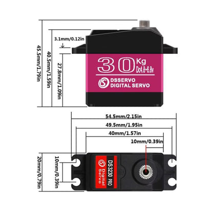 DSServo DS3230 30kg Waterproof Servo Motor 180°, 270°, 360° (Optional) Degree Rotation Servo High Torque Waterproof Metal Gear Servo Motor  For Robotics and RC