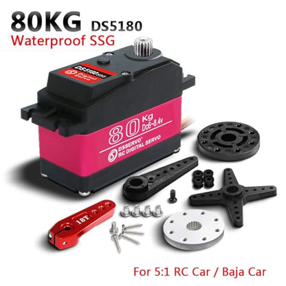 DSServo DS5180 80KG Waterproof Servo High Torque Metal Gear Digital Servo With 180°  270° (Optional) Degree Rotation 18T Digital Servo For Redcat HPI 1/5 RC Car Robot