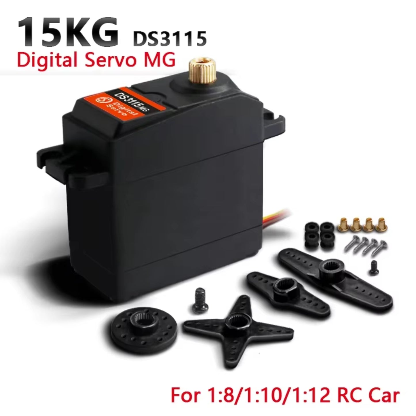 DSServo DS3115MG 15Kg Digital Servo High Torque Metal Gear Digital Servo Motor 180°, 270°, 360° (Optional) Degree Rotation Digital Servo For Arduino 1/8, 1/10, 1/12 RC Cars Toy Robot