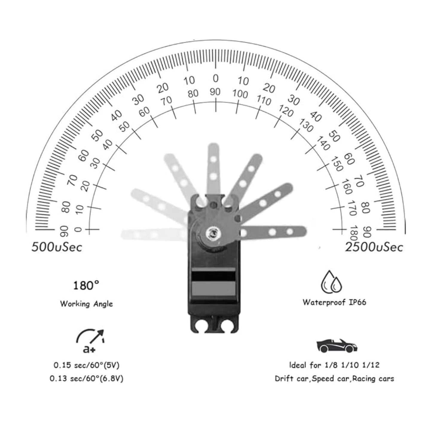 DSServo DS3225MG 25KG Waterproof Digital Servo 90°, 180°, 270° (Optional) Degree Rotation Servo High Torque Metal Gear Servo  For RC Airplanes and Helicopters