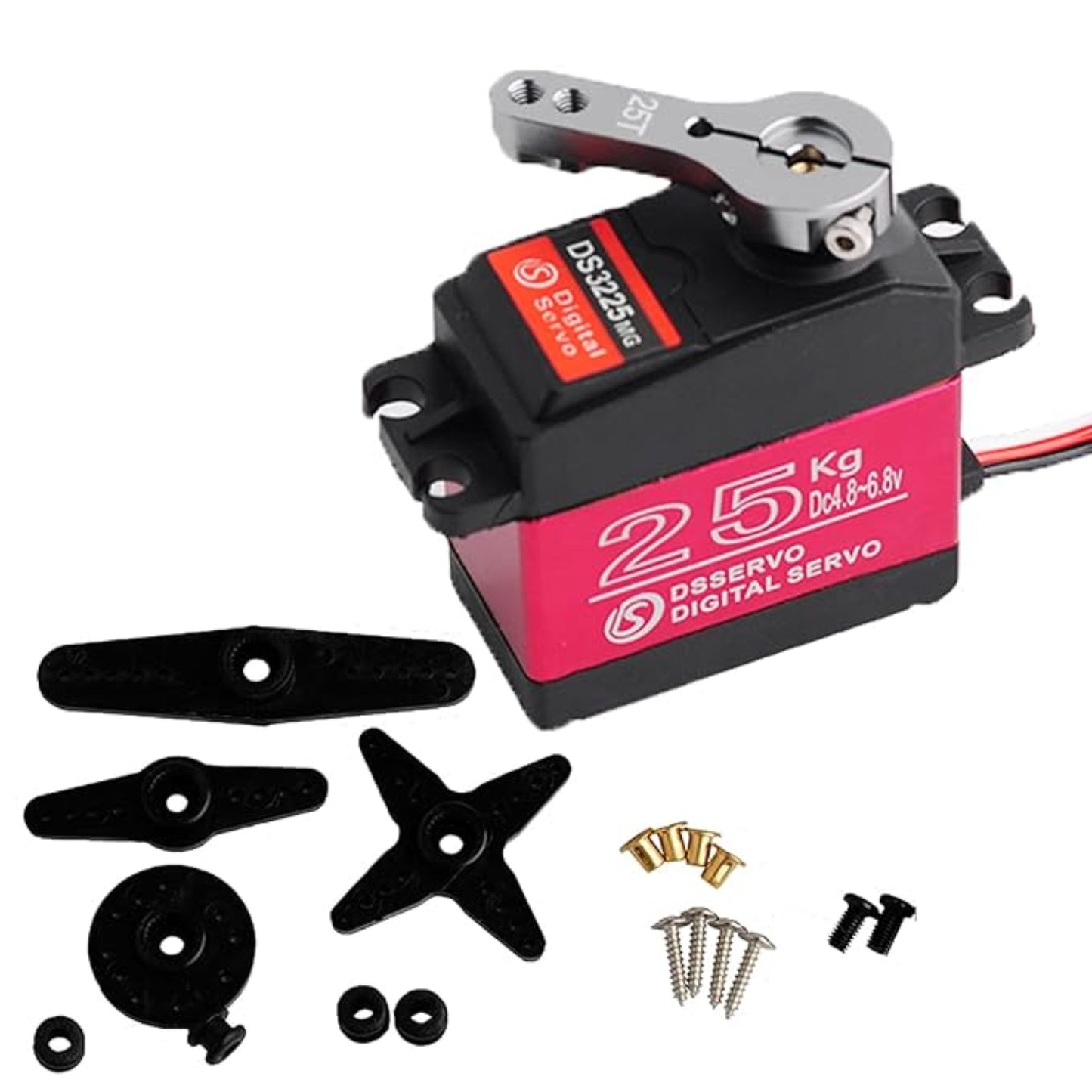 DSServo DS3225MG 25KG Waterproof Digital Servo 90°, 180°, 270° (Optional) Degree Rotation Servo High Torque Metal Gear Servo  For RC Airplanes and Helicopters