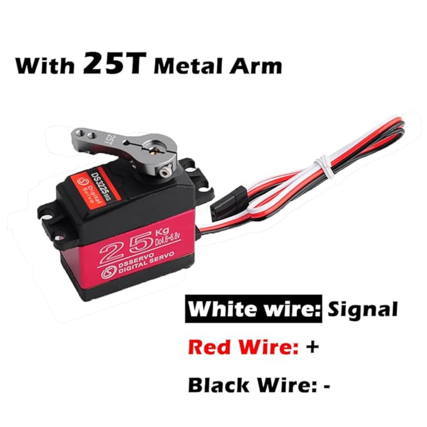 DSServo DS3225MG 25KG Waterproof Digital Servo 90°, 180°, 270° (Optional) Degree Rotation Servo High Torque Metal Gear Servo  For RC Airplanes and Helicopters