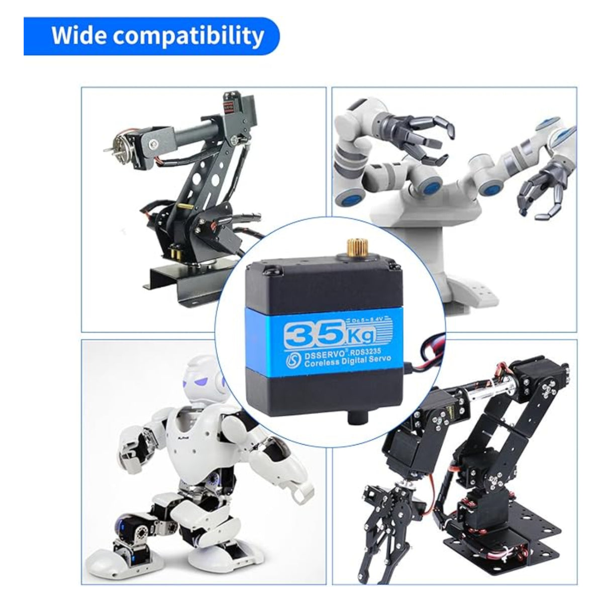 DSSERVO RDS3235 35kg Coreless Gear Servo - 90°, 180°, 135°, 270°, 360 ...