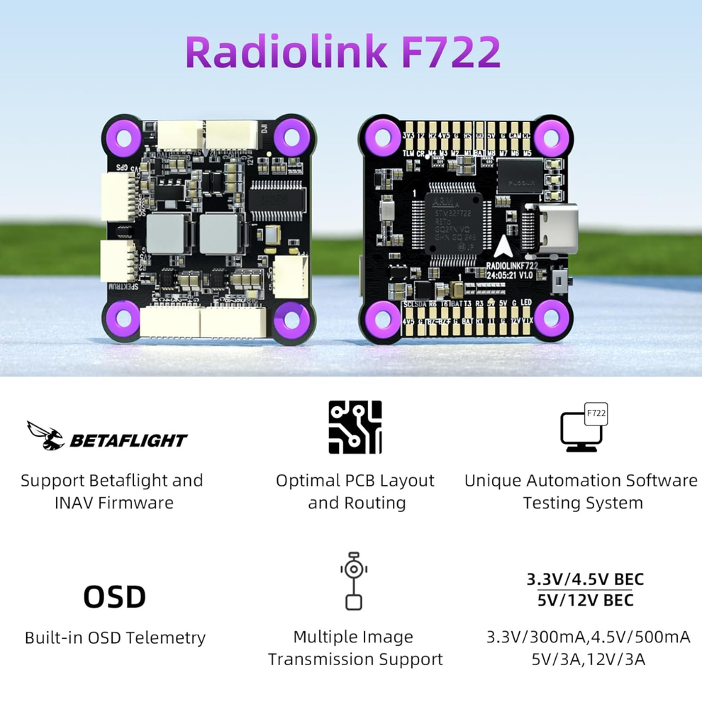 Radiolink F722 MCU Flight Controller with STM32F722RET6 Processor – REES52