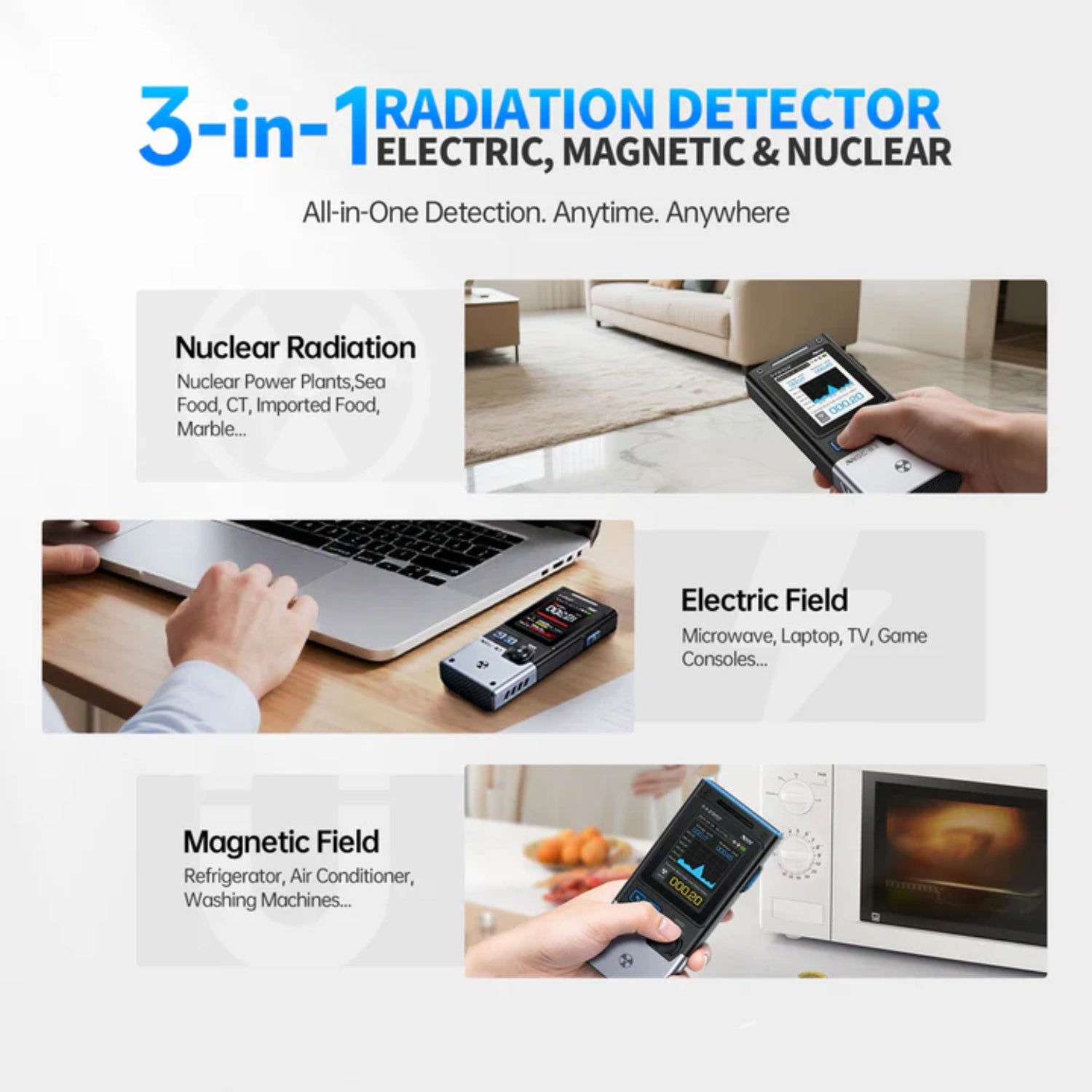Portable radiation monitor with temperature