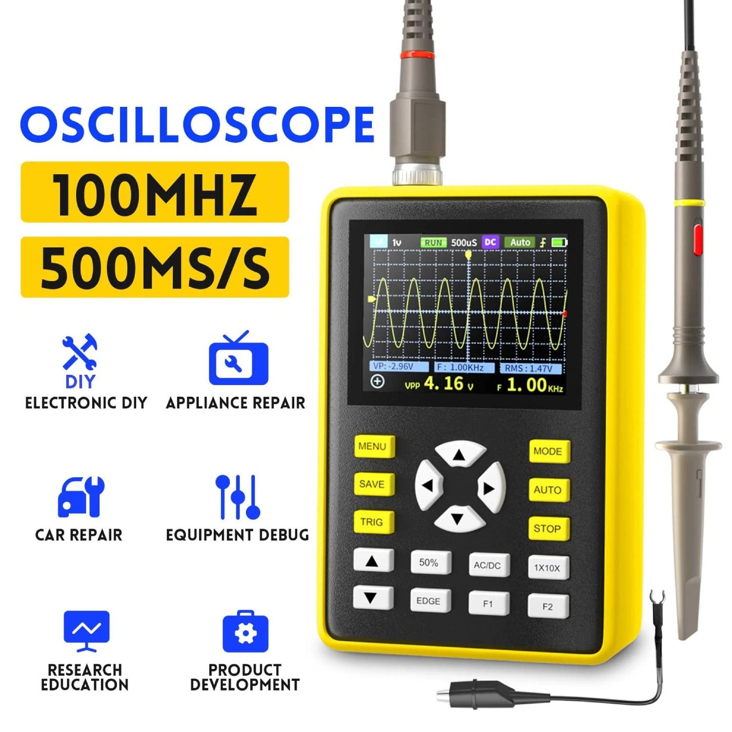 FNIRSI 5012H Digital Handheld Pocket Oscilloscope 5012H Digital Pocket Oscilloscope Powerful & Portable Handheld Oscilloscope For Electronics Repair & Troubleshooting - RS8309