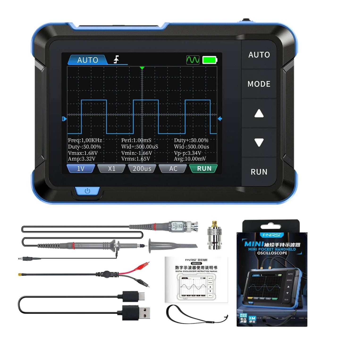 FNIRSI DSO-153 2-in-1 Mini Oscilloscope DSO-153 Function Generator 2-in-1 Signal Generator Mini Digital Oscilloscope with Built-in Waveform Generator  Electronics Projects - RS8303