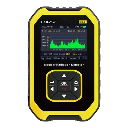 FNIRSI GC-01 Nuclear Radiation Detector Portable Nuclear Radiation Detector GC-01 Radiation Detector For Environmental Radiation Mapping - Yellow - RS8377