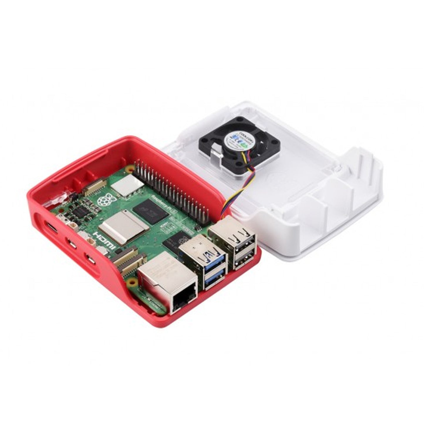 Official Raspberry Pi 5 Case Red and White Raspberry Pi 5 ABS Case Raspberry Pi 5 Active Cooling PWM Fan Protection - RS5688