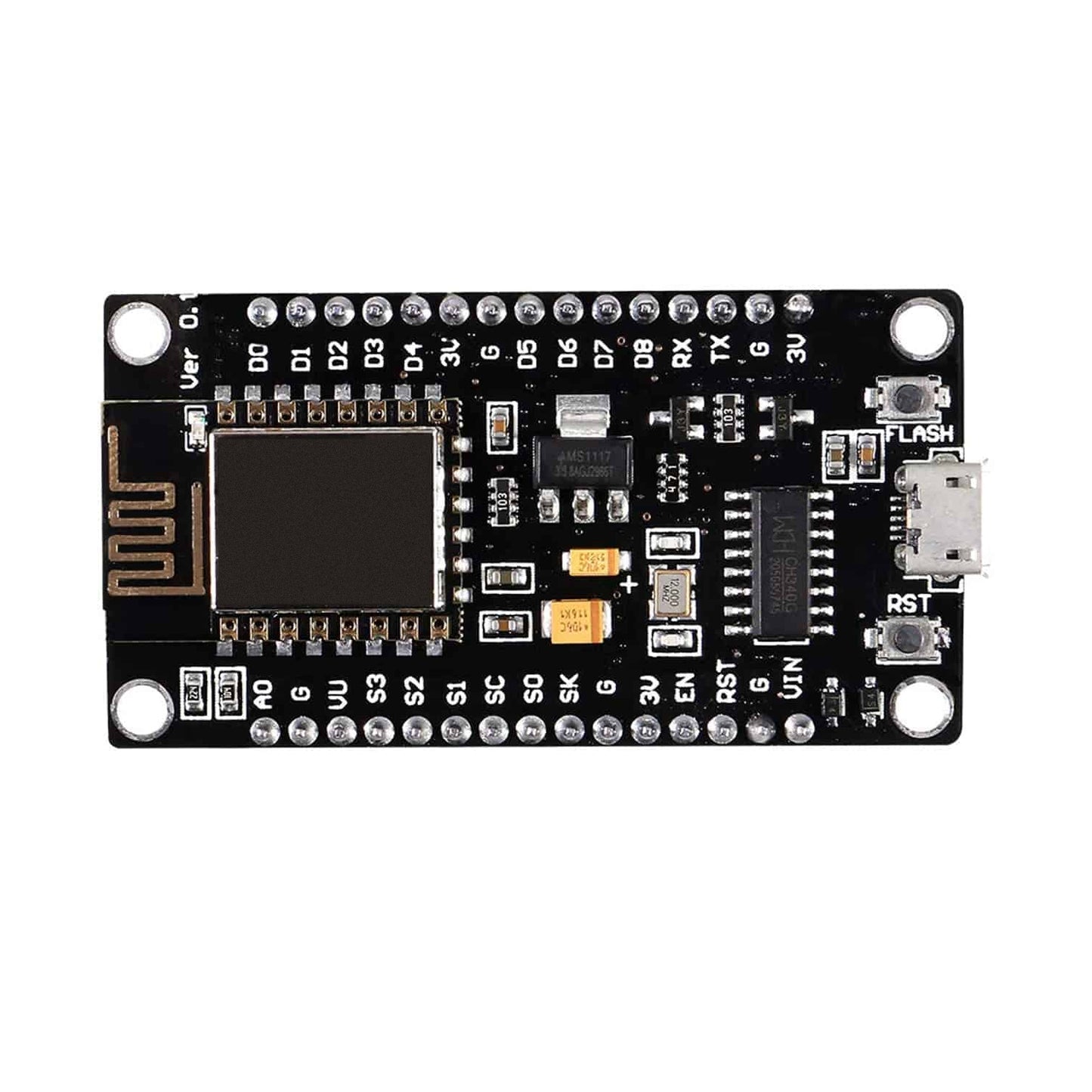 NodeMcu CH340 NodeMcu ESP8266 V3 Lua CH340 Wifi Dev. Board NodeMCU LUA WiFi Internet Development Board V3 Wireless module Based CH340 ESP8266 Arduino Compatible - NA011