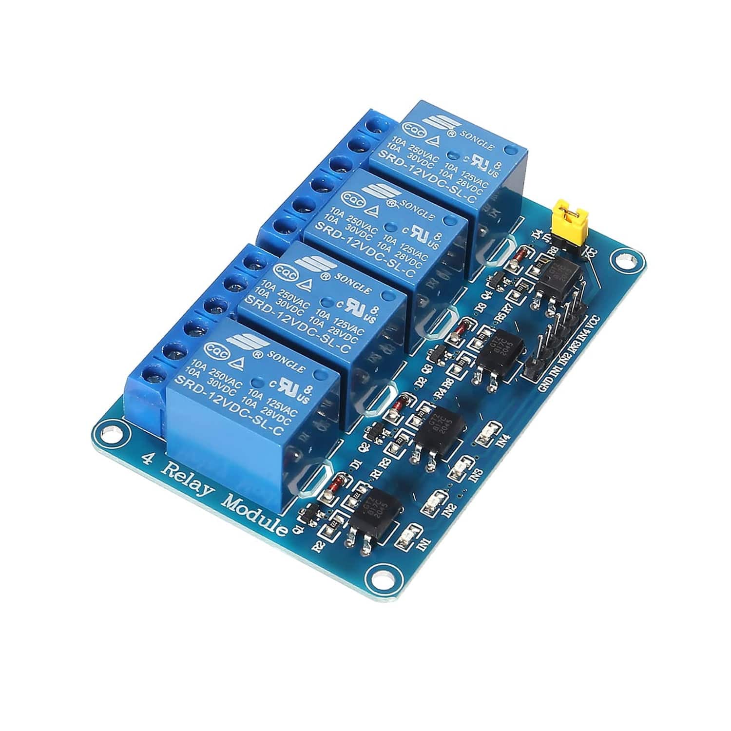 12V 4-Channel Relay Module With Optocoupler – For Arduino, PIC, ARM, AVR, DSP