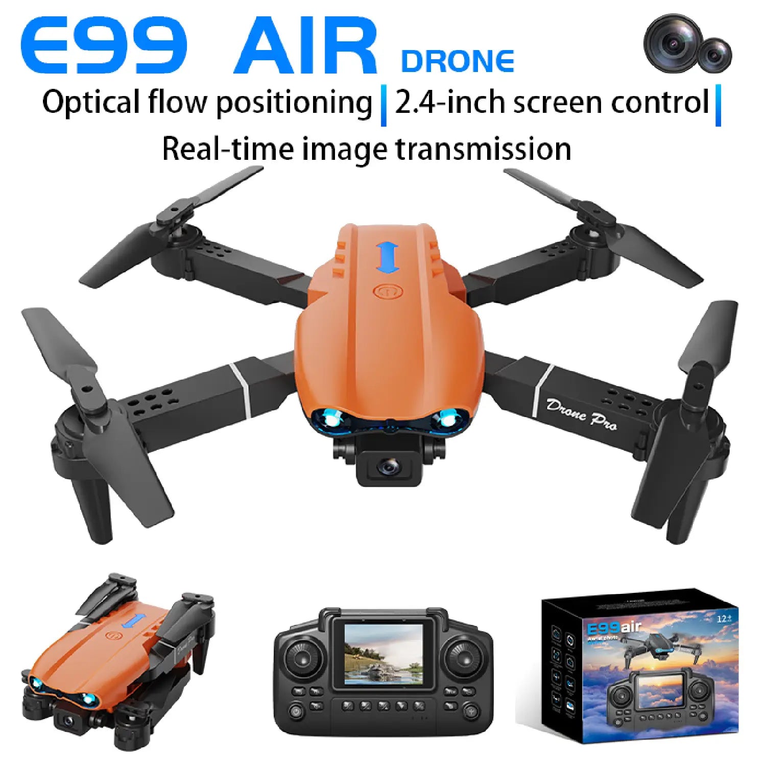 E99 Air Drone – Foldable 1080P HD Camera with Optical Flow & 2.4” Screen Controller