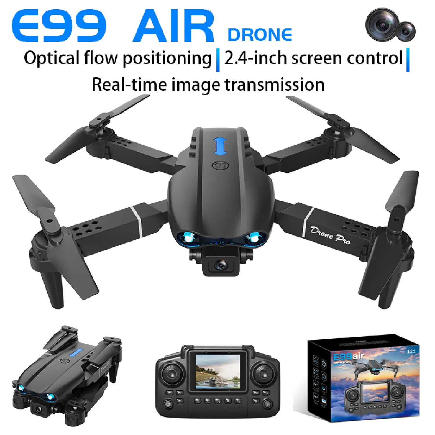 E99 Air Drone – Foldable 1080P HD Camera with Optical Flow & 2.4” Screen Controller