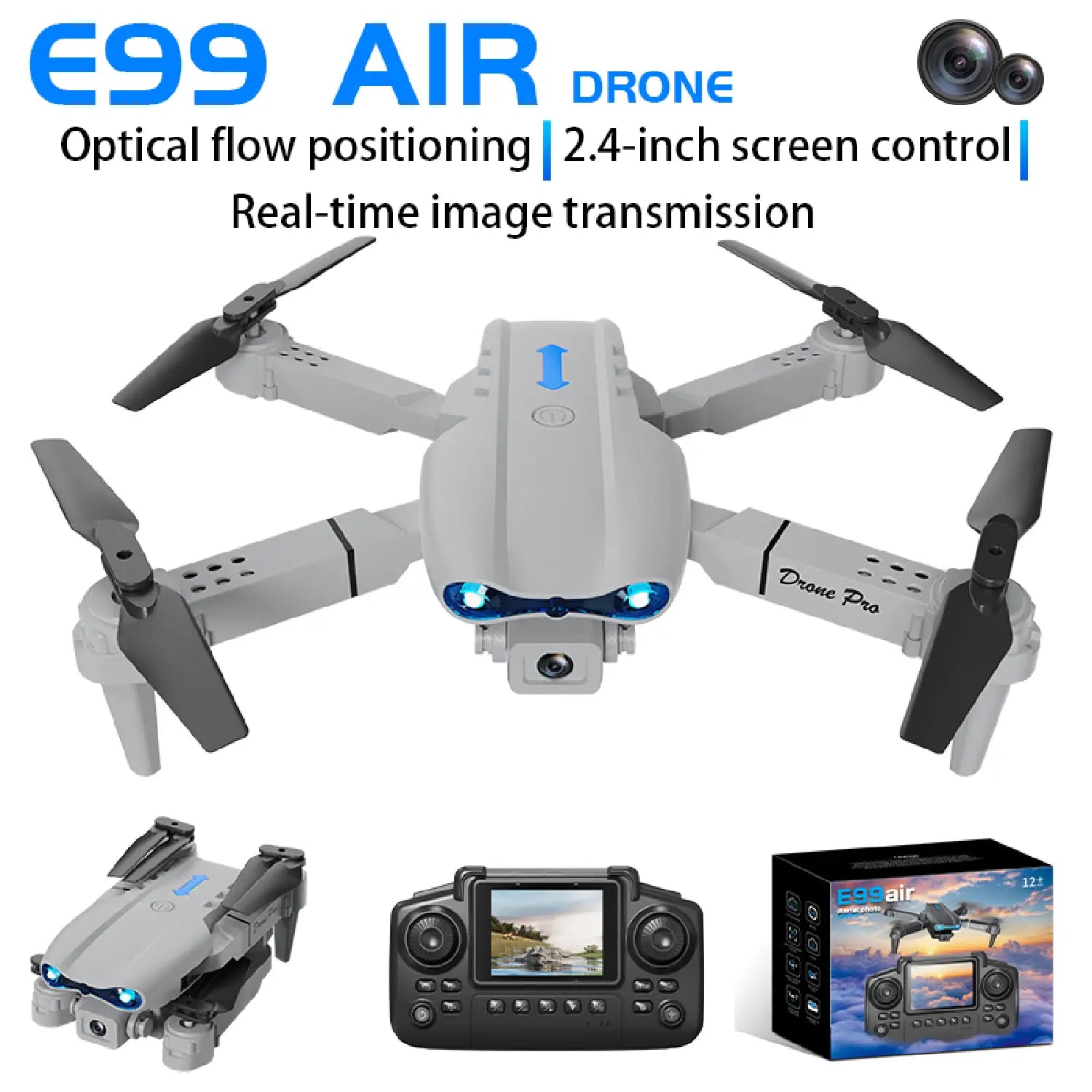 E99 Air Drone – Foldable 1080P HD Camera with Optical Flow & 2.4” Screen Controller