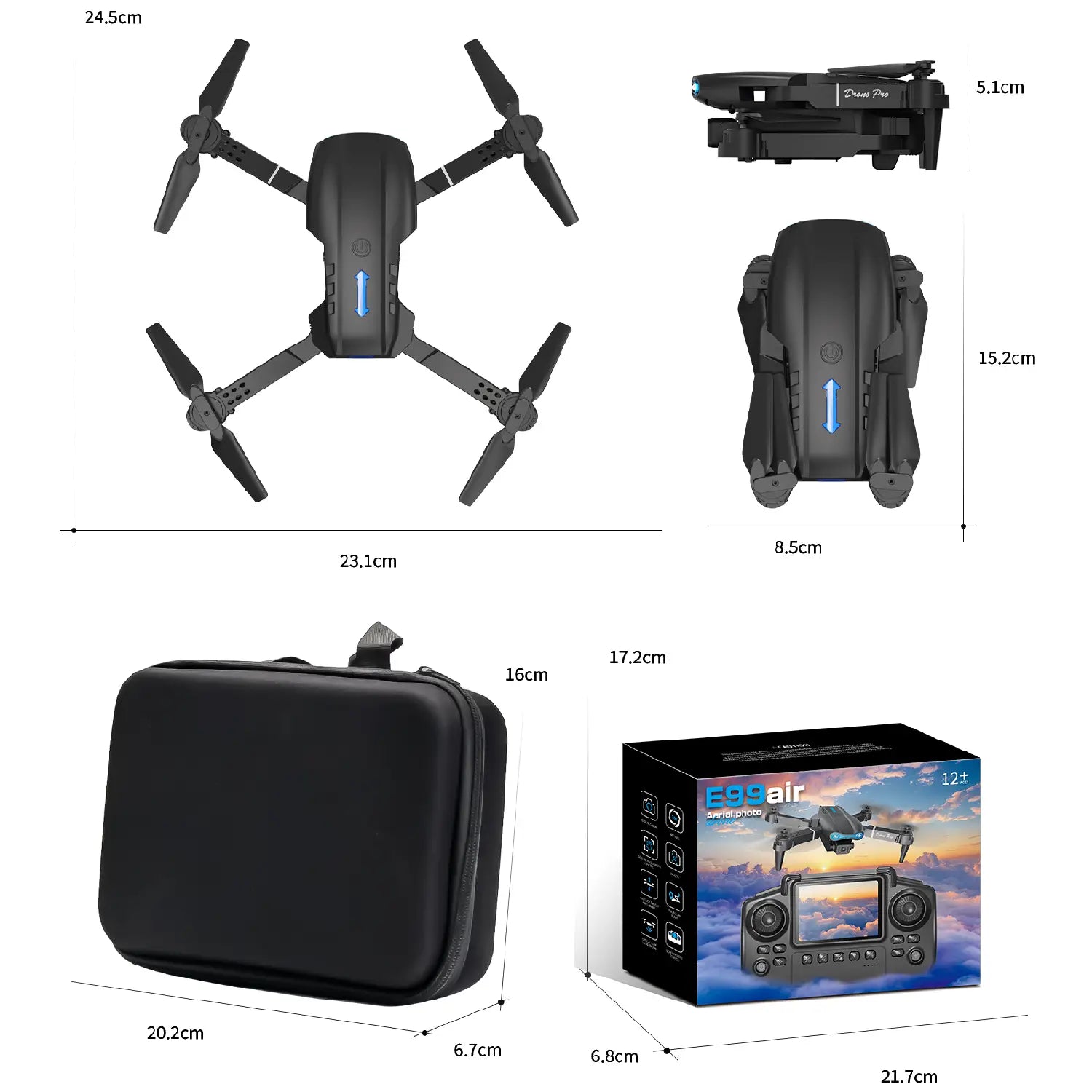 E99 Air Drone – Foldable 1080P HD Camera with Optical Flow & 2.4” Screen Controller