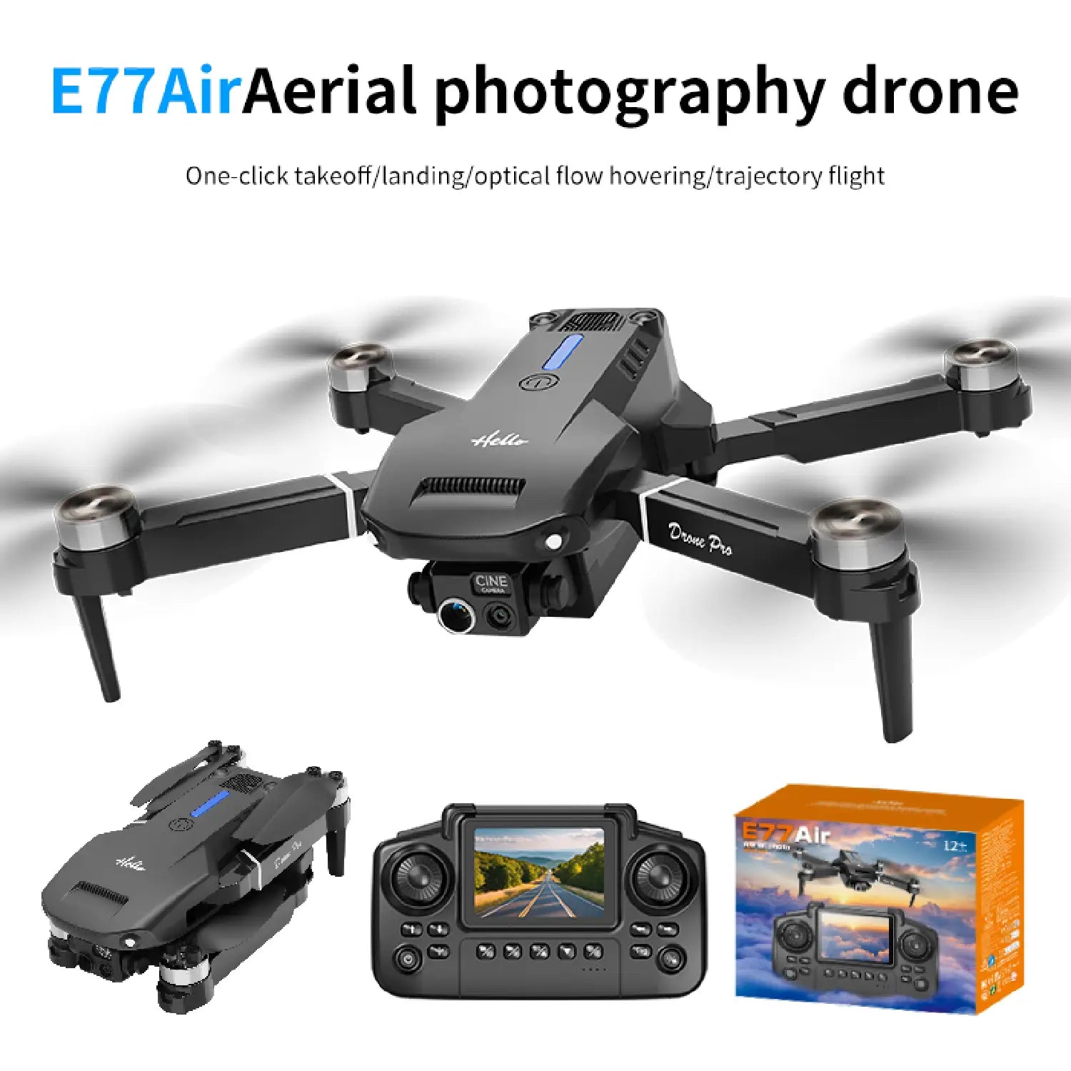 E77 Air Drone – Foldable Dual Camera Quadcopter with Optical Flow - RS8728