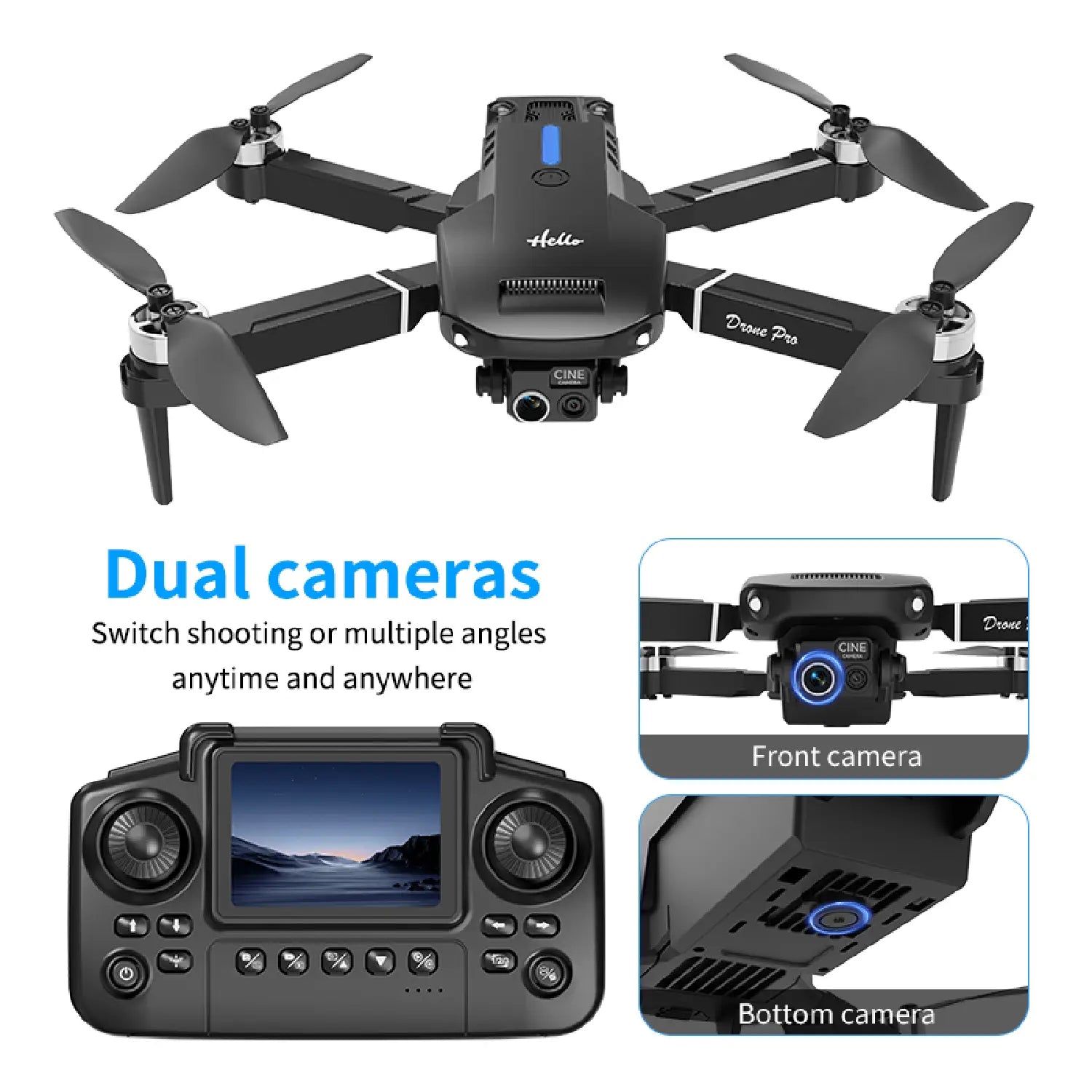 E77 Air Drone – Foldable Dual Camera Quadcopter with Optical Flow - RS8728