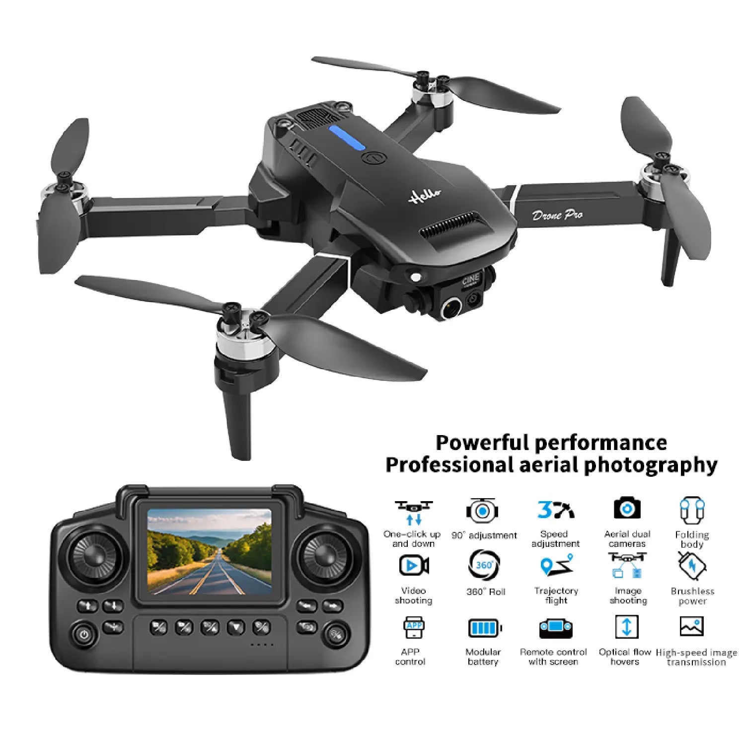 E77 Air Drone – Foldable Dual Camera Quadcopter with Optical Flow - RS8728