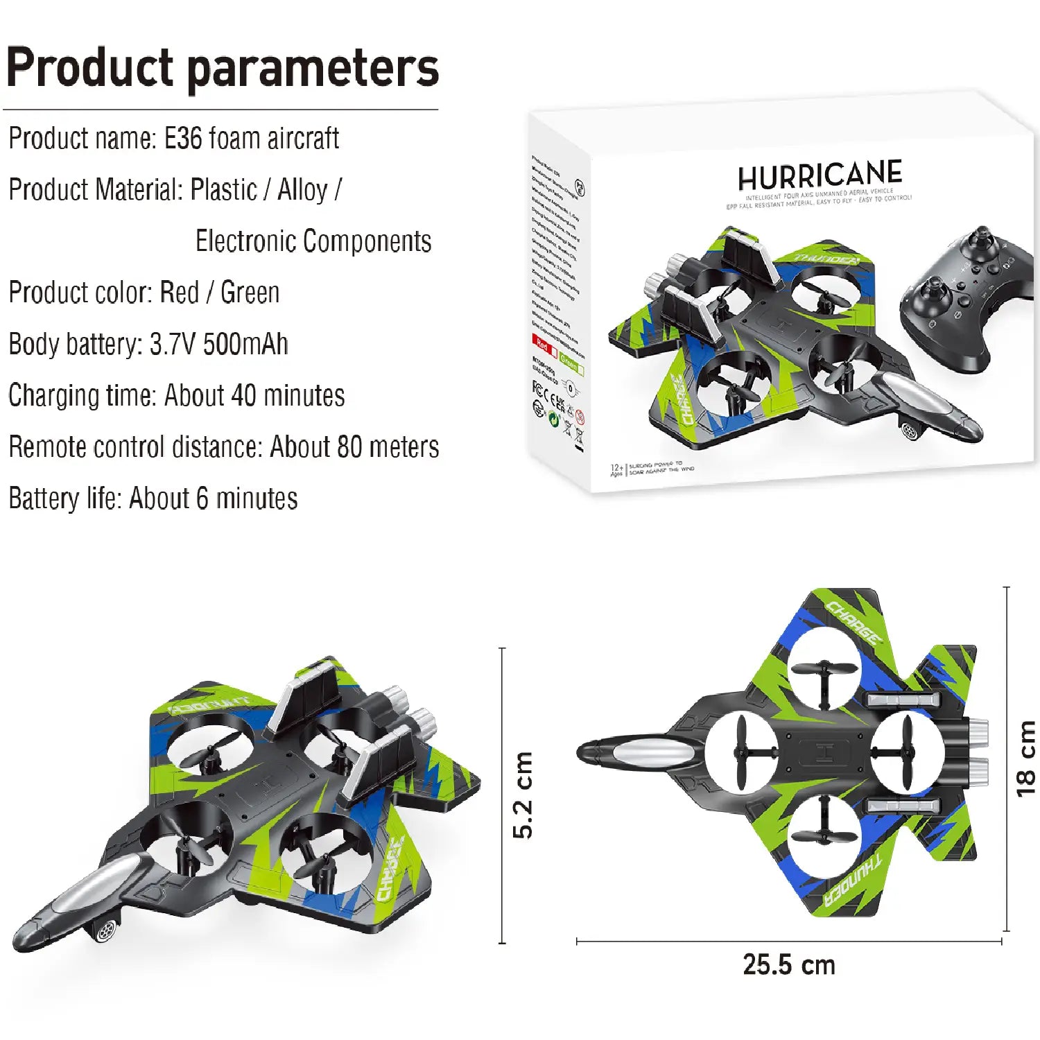 E36 Drone – 2.4GHz RC Quadcopter with LED Lights, 360° Flip & Headless Mode