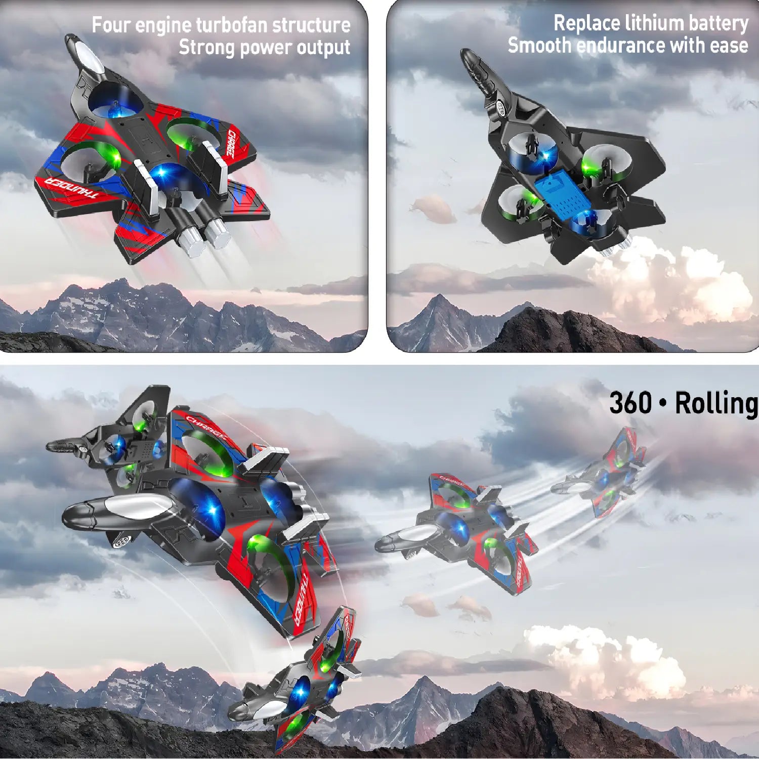 E36 Drone – 2.4GHz RC Quadcopter with LED Lights, 360° Flip & Headless Mode