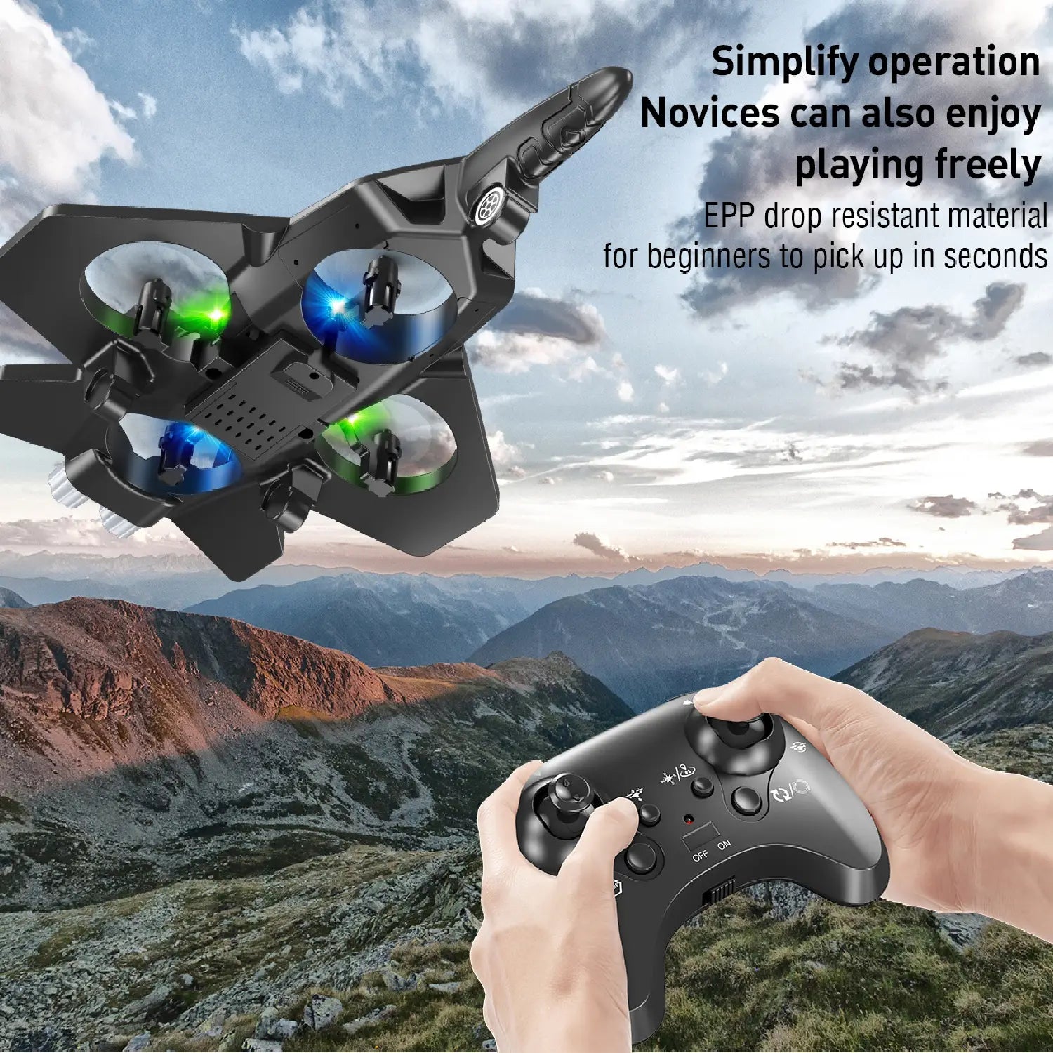 E36 Drone – 2.4GHz RC Quadcopter with LED Lights, 360° Flip & Headless Mode