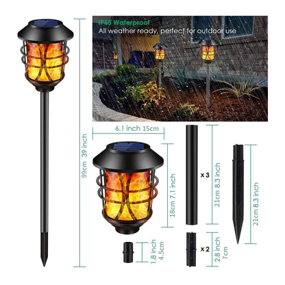 Solar Flickering Flame Pathways Light Solar Outdoor Lights Metal Flickering Solar Flame Lights Outdoor Waterproof Landcape Pathway Lights Solar Garden Lights Solar Torch Lighting For Garden Patio Yard Camp Pack of 1 - RS5826