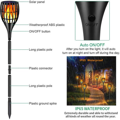 43" Solar Flickering Flame Torch Upgraded Solar Garden Lights Waterproof Landscape Lighting Dusk To Dawn Auto On/Off Security Torch Light For Yard Patio Driveway, Pack Of 1 - RS5834