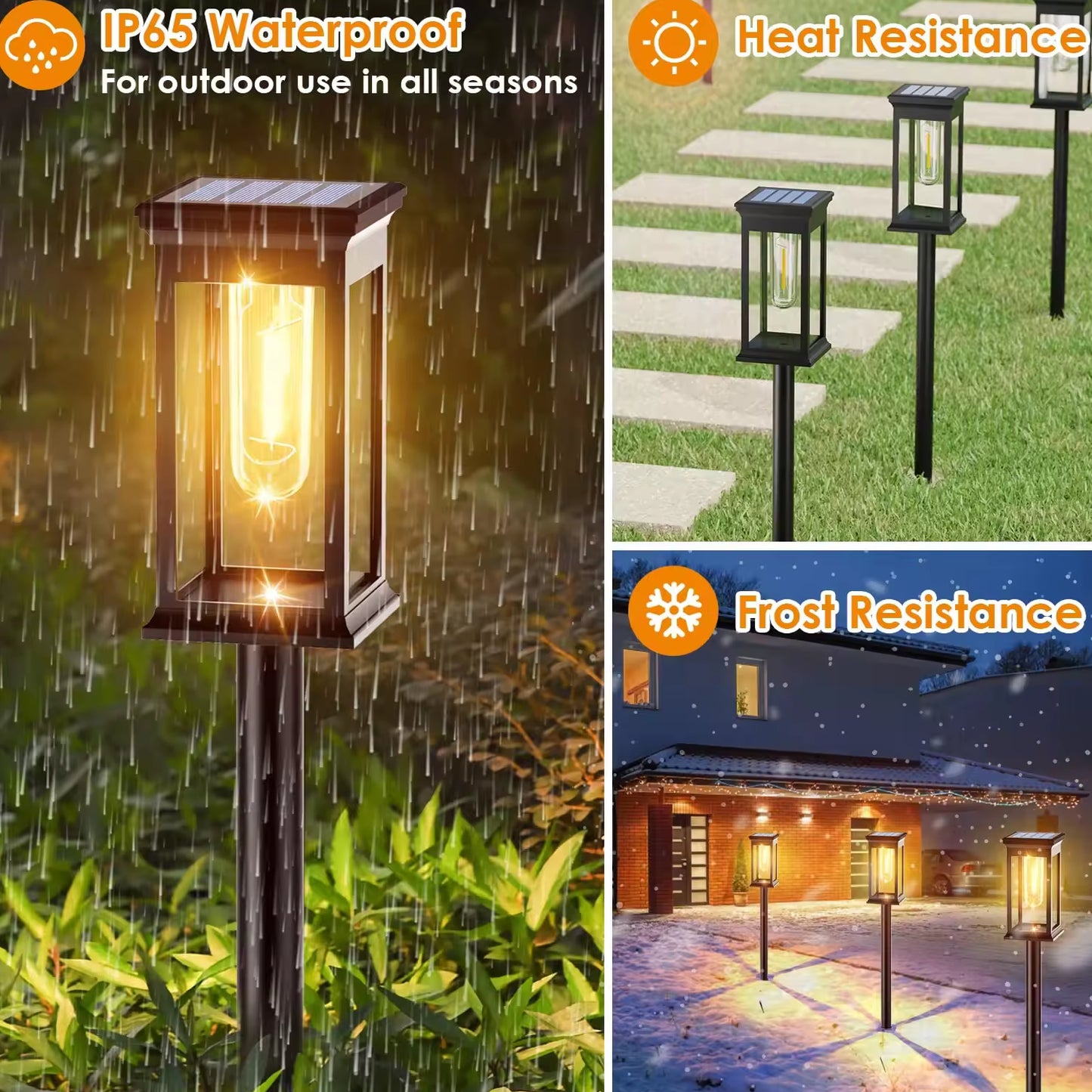 Solar Powered Garden Pathway Lights Auto-On/Off Solar Outdoor Lights With Warm Light Protecting Eyes Waterproof Garden Lights Decorating Backyard Lawn Landscape Pack Of 1 - RS5836