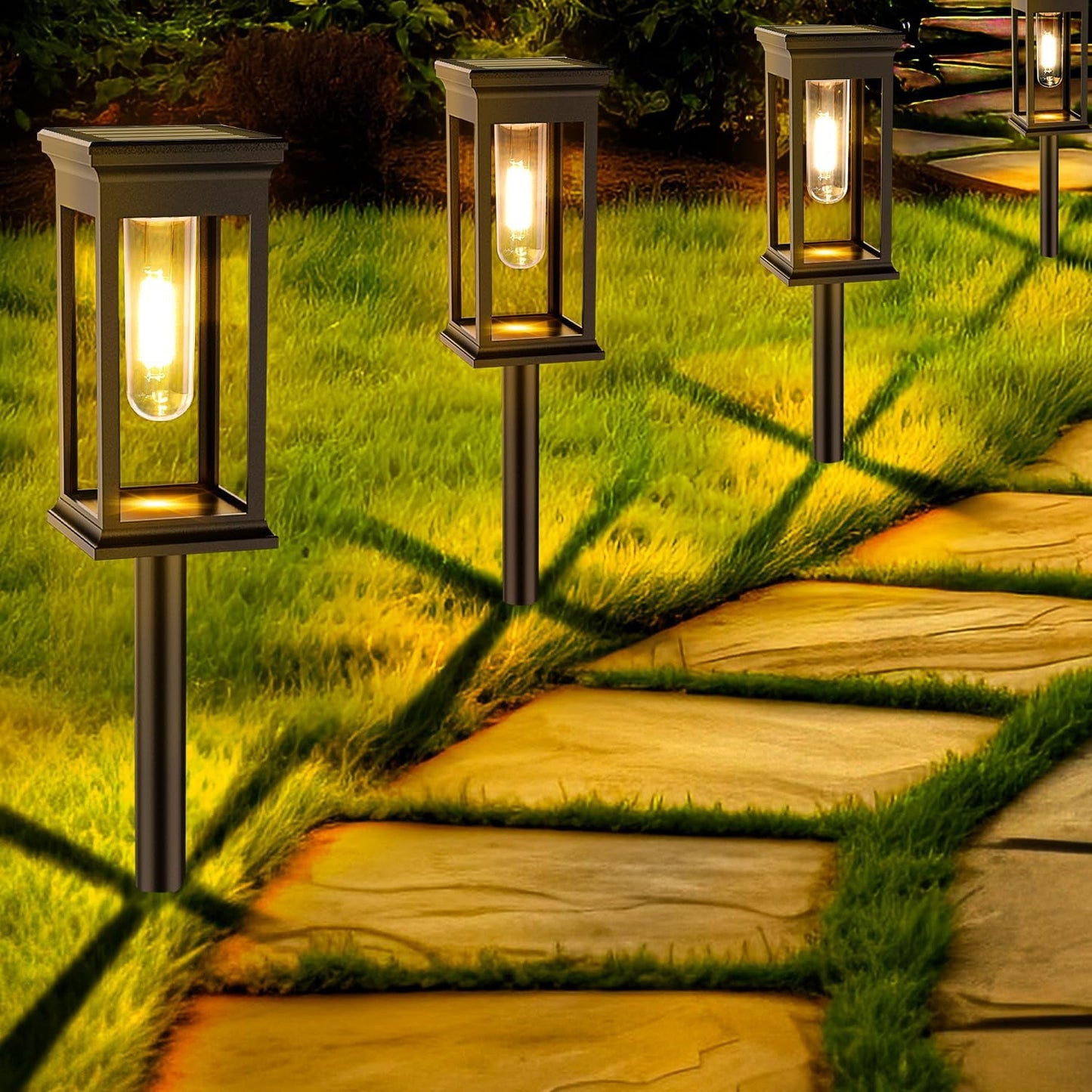 Solar Powered Garden Pathway Lights Auto-On/Off Solar Outdoor Lights With Warm Light Protecting Eyes Waterproof Garden Lights Decorating Backyard Lawn Landscape Pack Of 1 - RS5836