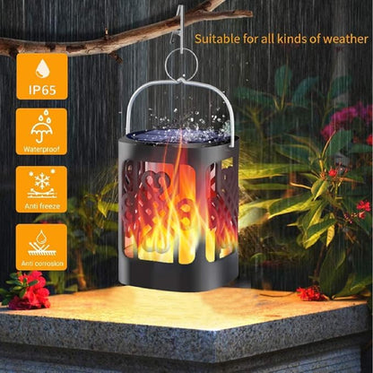 Dancing Flame Solar Lanterns Outdoor Hanging Torch Lights Solar Powered Umbrella Night Lights Dusk To Dawn Auto On/Off Landscape Lighting For Garden Camping Party, Pack Of 1  - RS5837