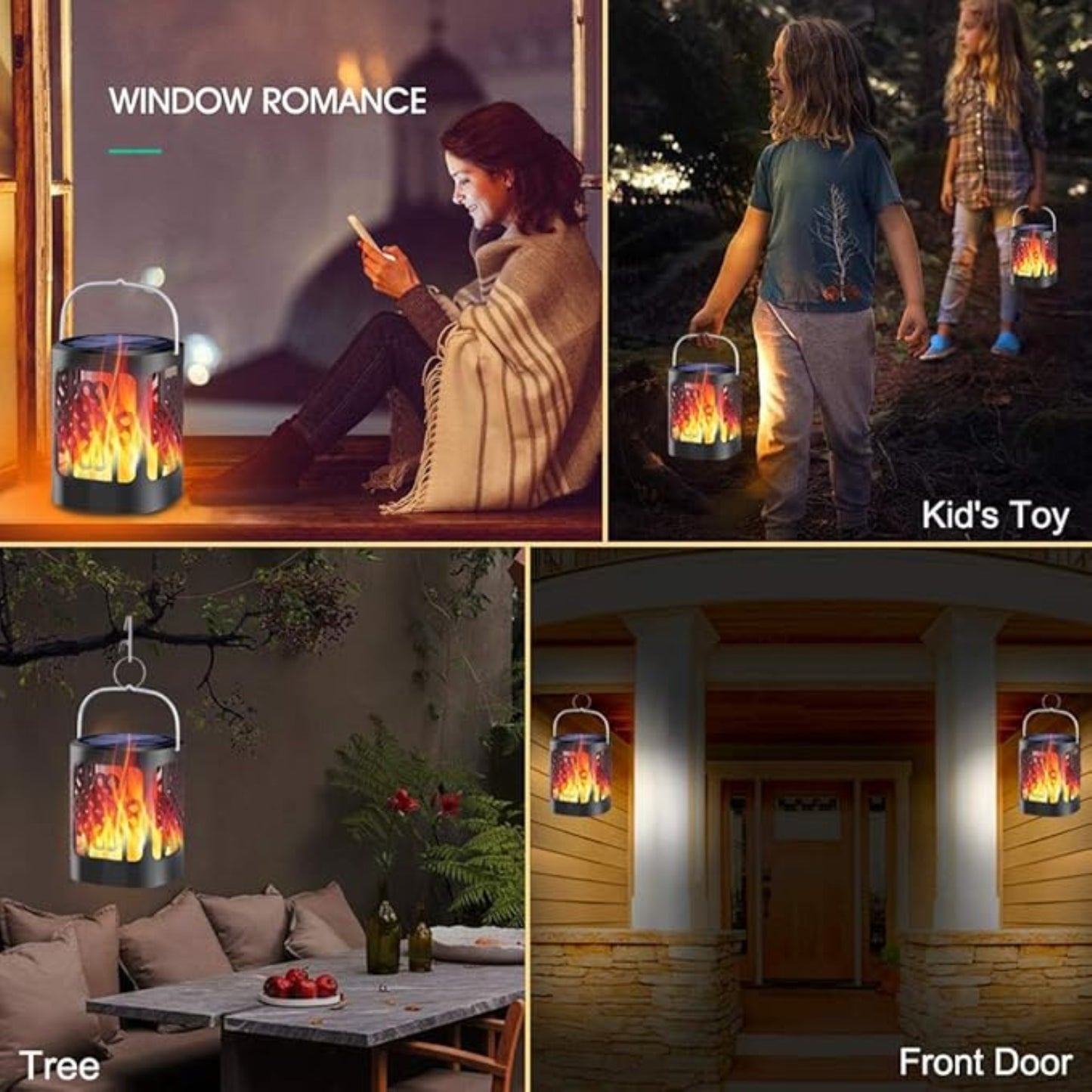 Dancing Flame Solar Lanterns Outdoor Hanging Torch Lights Solar Powered Umbrella Night Lights Dusk To Dawn Auto On/Off Landscape Lighting For Garden Camping Party, Pack Of 1  - RS5837