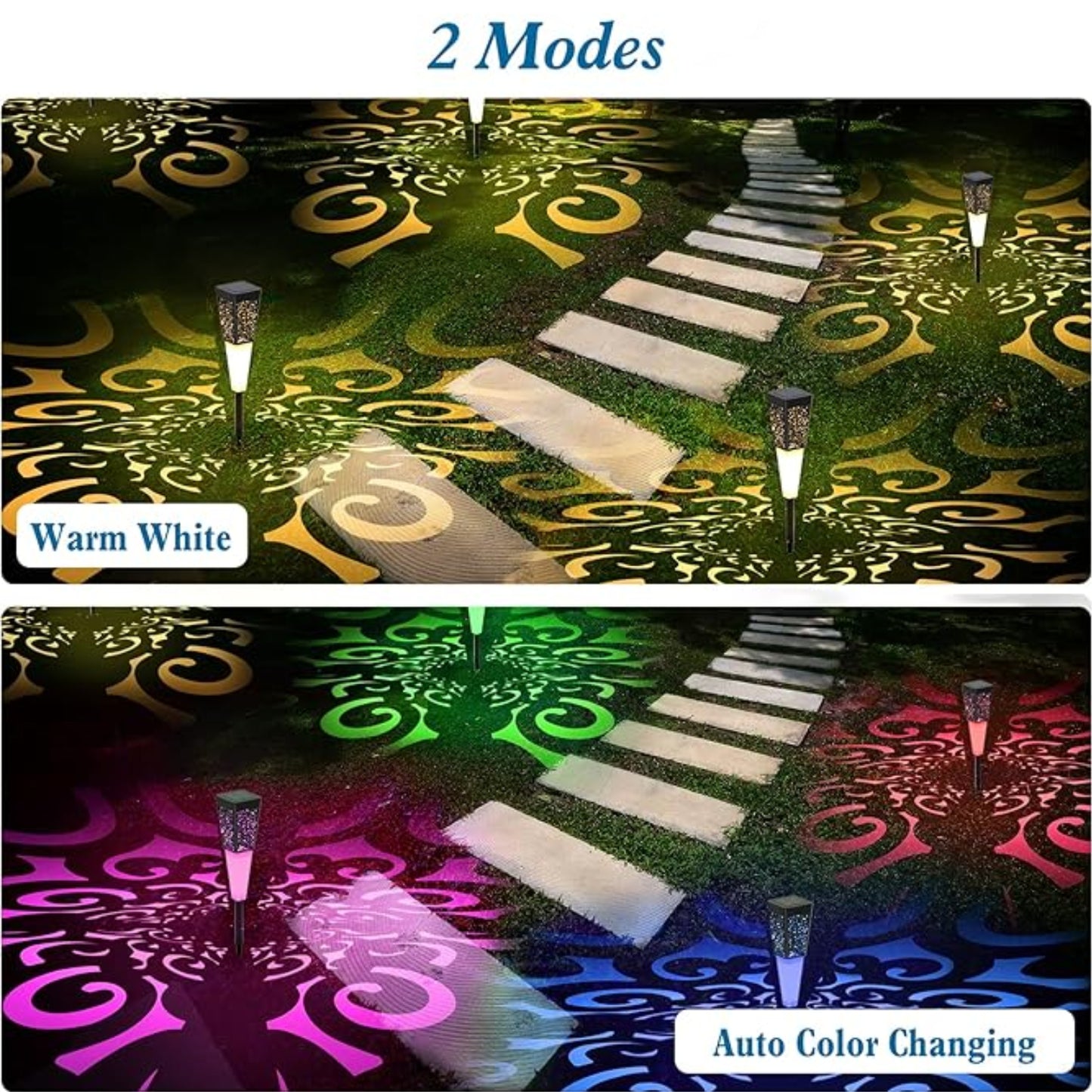 Solar Pathway Multicolor Garden Lights Solar Lights Outdoor Waterproof Color Changing, Warm White Solar Garden Lights IP67 Waterproof Garden Lights For Walkway, Yard, Lawn, Landscape, Driveway, Pack Of 1 - RS5830