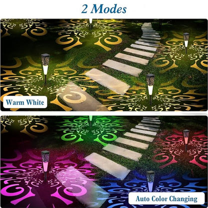 Solar Pathway Multicolor Garden Lights Solar Lights Outdoor Waterproof Color Changing, Warm White Solar Garden Lights IP67 Waterproof Garden Lights For Walkway, Yard, Lawn, Landscape, Driveway, Pack Of 1 - RS5830