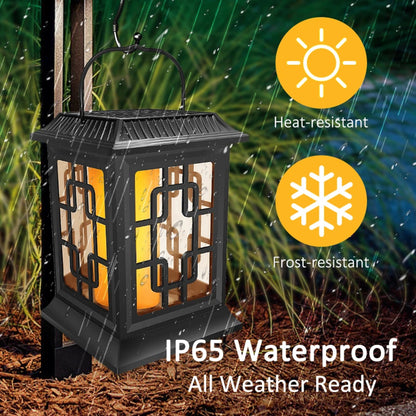 Flickering Flame Solar Lanterns Waterproof Solar Hanging Lanterns Flickering Solar Garden Lights Outdoor Lantern LED Lanterns Lights For Patio Pathway Deck Yard, Pack Of 1  - RS5840