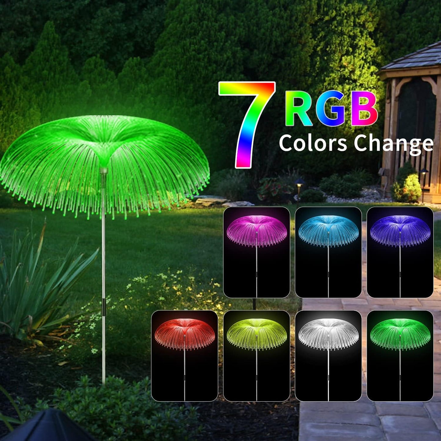 Solar 7 Colors Changing Jellyfish Lights Solar Lights For Outside Colors Changing Jellyfish Lights Outdoor Waterproof Solar Flowers Garden Lights For Yard Pathway Lawn Festival Wedding Party Decoration - RS5843