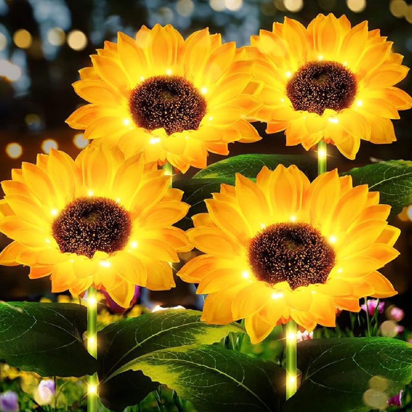 Realistic Sunflower Solar Lights Beautiful Solar Lights Outdoor Garden Decor Sunflower Solar Lights Waterproof Solar Outdoor Lights Solar Powered Garden Lights For Yard Garden Patio Pathway, Pack Of 1  - RS5844