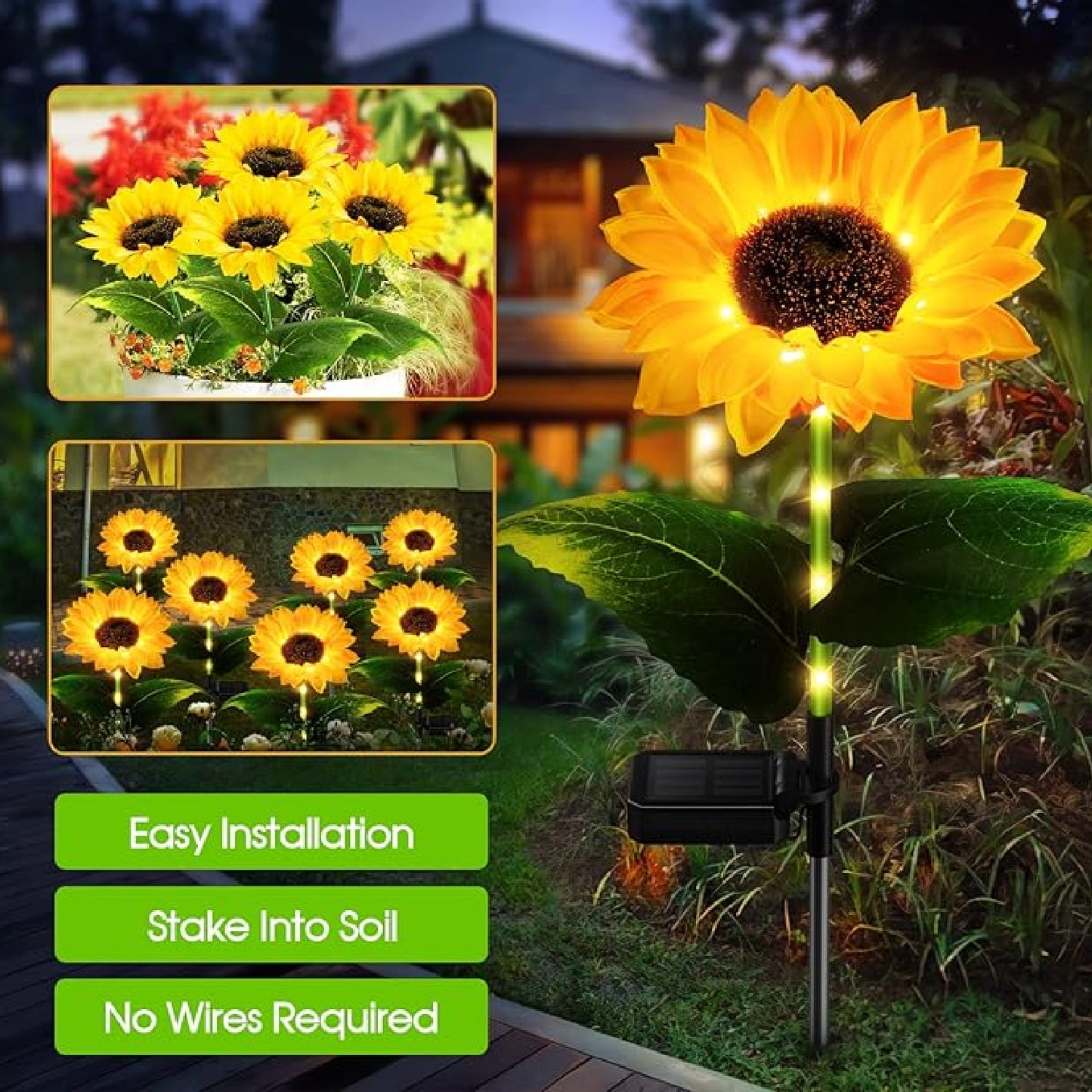 Realistic Sunflower Solar Lights Beautiful Solar Lights Outdoor Garden Decor Sunflower Solar Lights Waterproof Solar Outdoor Lights Solar Powered Garden Lights For Yard Garden Patio Pathway, Pack Of 1  - RS5844