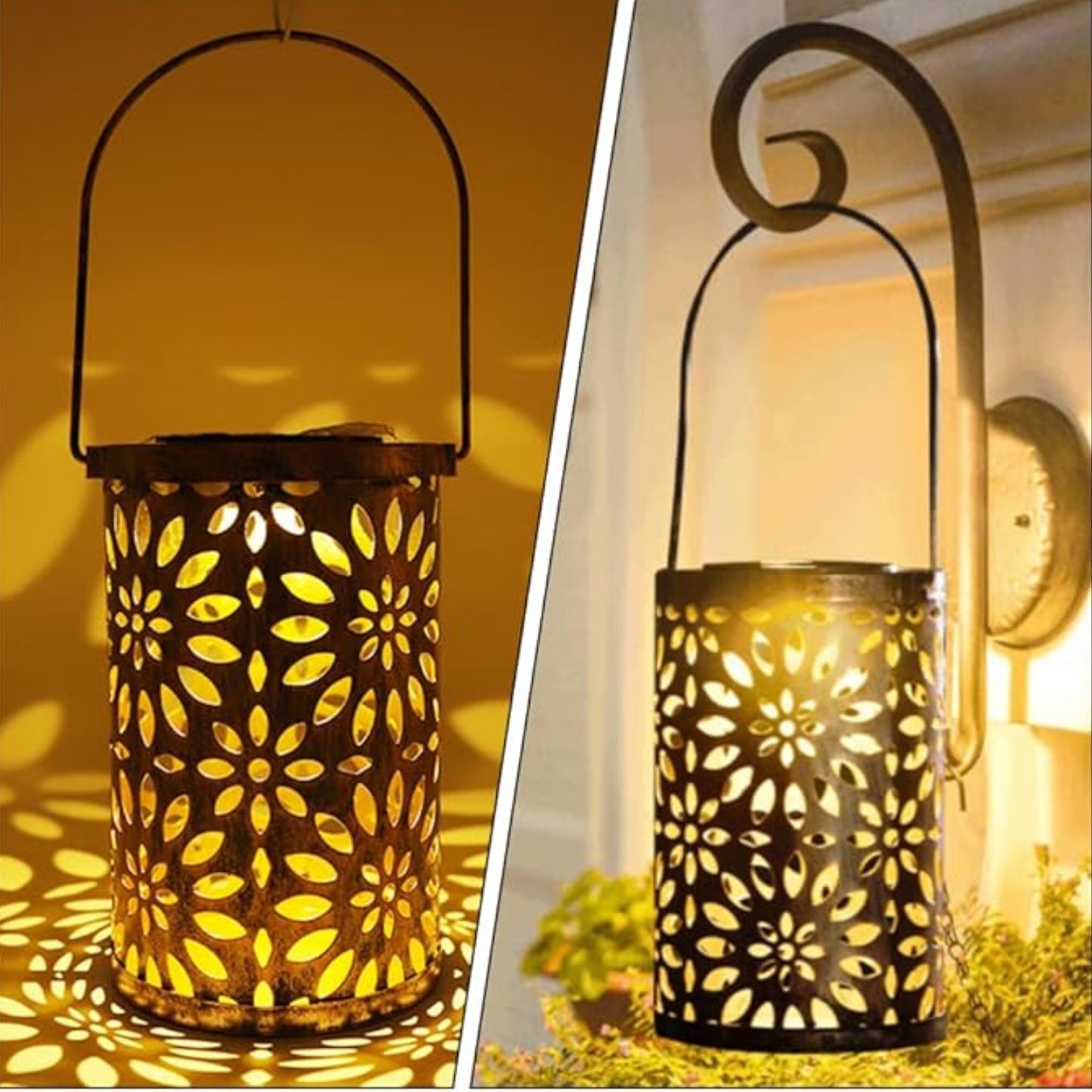 Solar Hanging Lantern Decoration LED Solar Lanterns Outdoor Metal Garden Decor Patio Decor LED Hanging Solar Lights Table Lamp For Patio, Yard, Walkway, Pathway, Pack Of 1  - RS5845