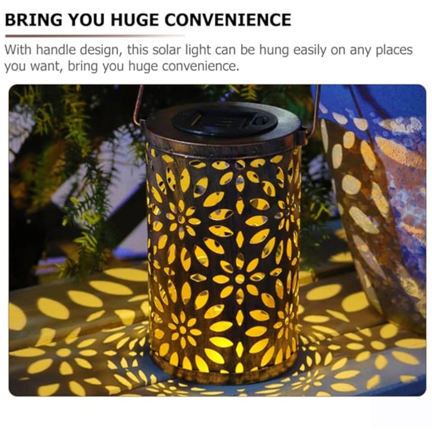 Solar Hanging Lantern Decoration LED Solar Lanterns Outdoor Metal Garden Decor Patio Decor LED Hanging Solar Lights Table Lamp For Patio, Yard, Walkway, Pathway, Pack Of 1  - RS5845