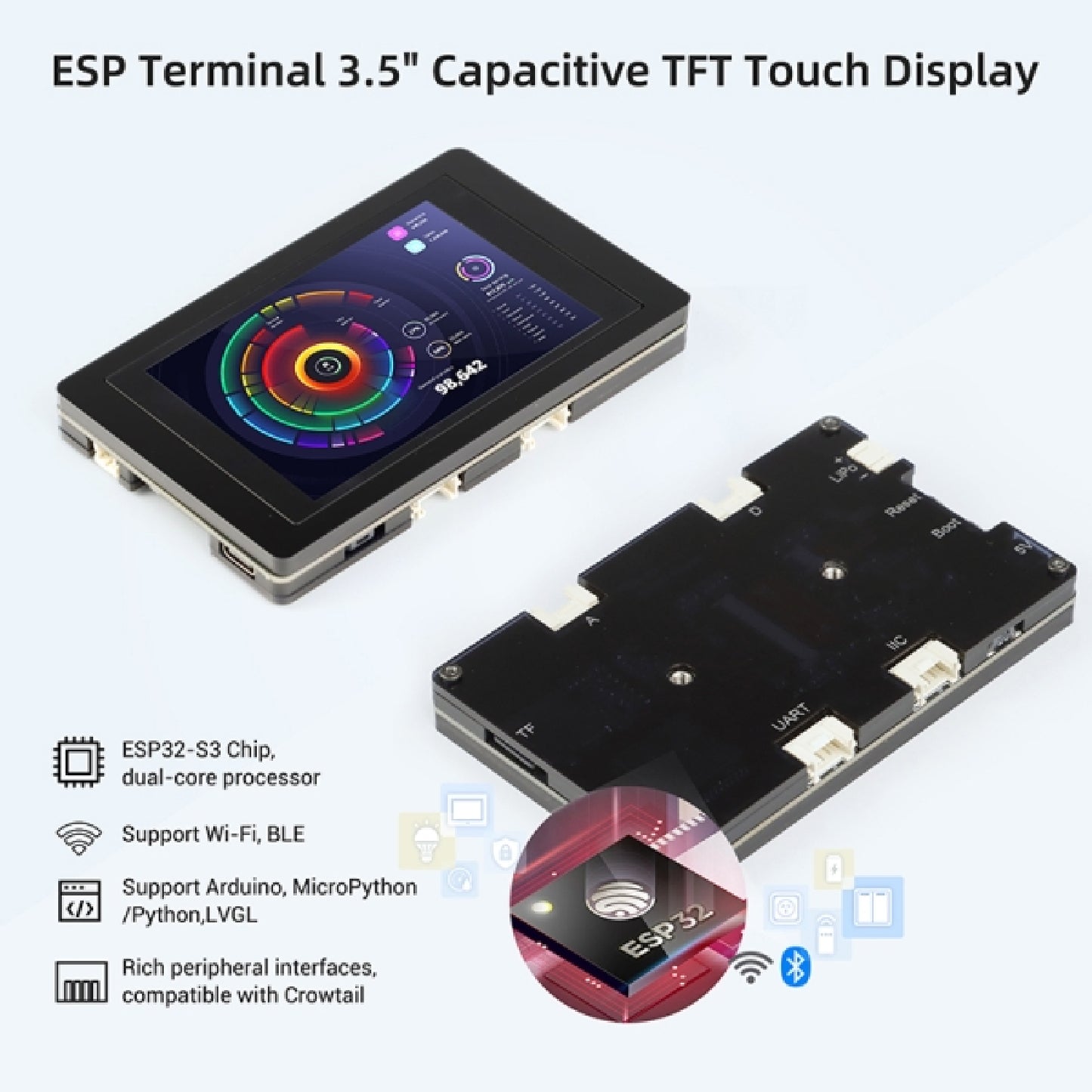 ELECROW CrowPanel - 3.5" ESP32 Terminal 480x320 TFT Capacitive Touch Display With High-Resolution RGB Touchscreen (RGB By Chip ILI9488) It's A Versatile Terminal For IoT And Embedded Projects - RS6983