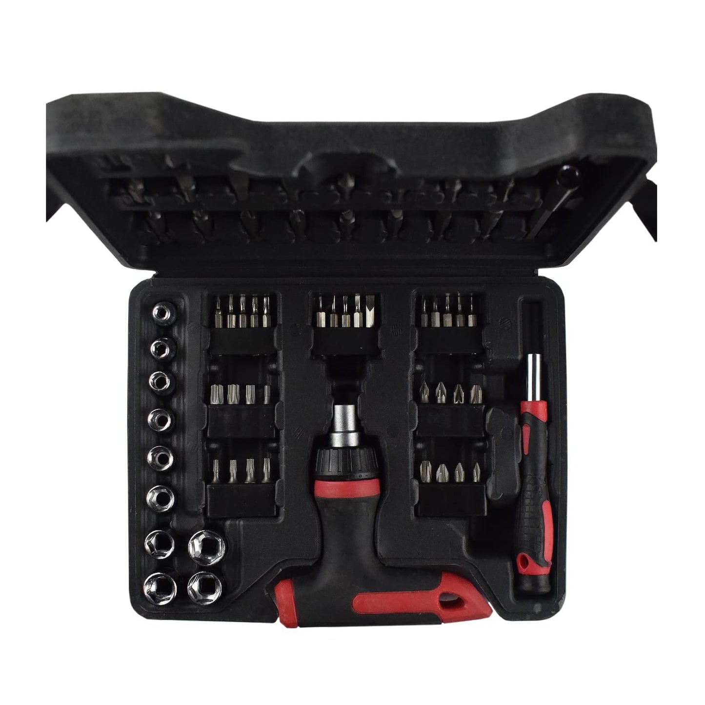 63-Pieces Screwdriver Bit Set Magnetic Screwdriver Set With Ratchet Wrench Magnetic T-Handle Screwdriver Batch Header Home Repair Kit With Plastic Toolbox Storage Case - RS5475