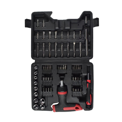 63-Pieces Screwdriver Bit Set Magnetic Screwdriver Set With Ratchet Wrench Magnetic T-Handle Screwdriver Batch Header Home Repair Kit With Plastic Toolbox Storage Case - RS5475