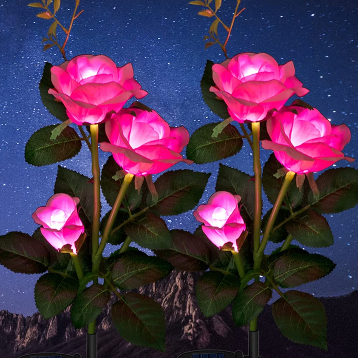 Pink Rose Solar Stake Lights Flower Solar Lights Outdoor Waterproof Rose Solar Flower Lights Solar Garden Stake Lights Yard Decorations For Christmas, Patio, Pathway, Lawn, Pack Of 1 - RS6148