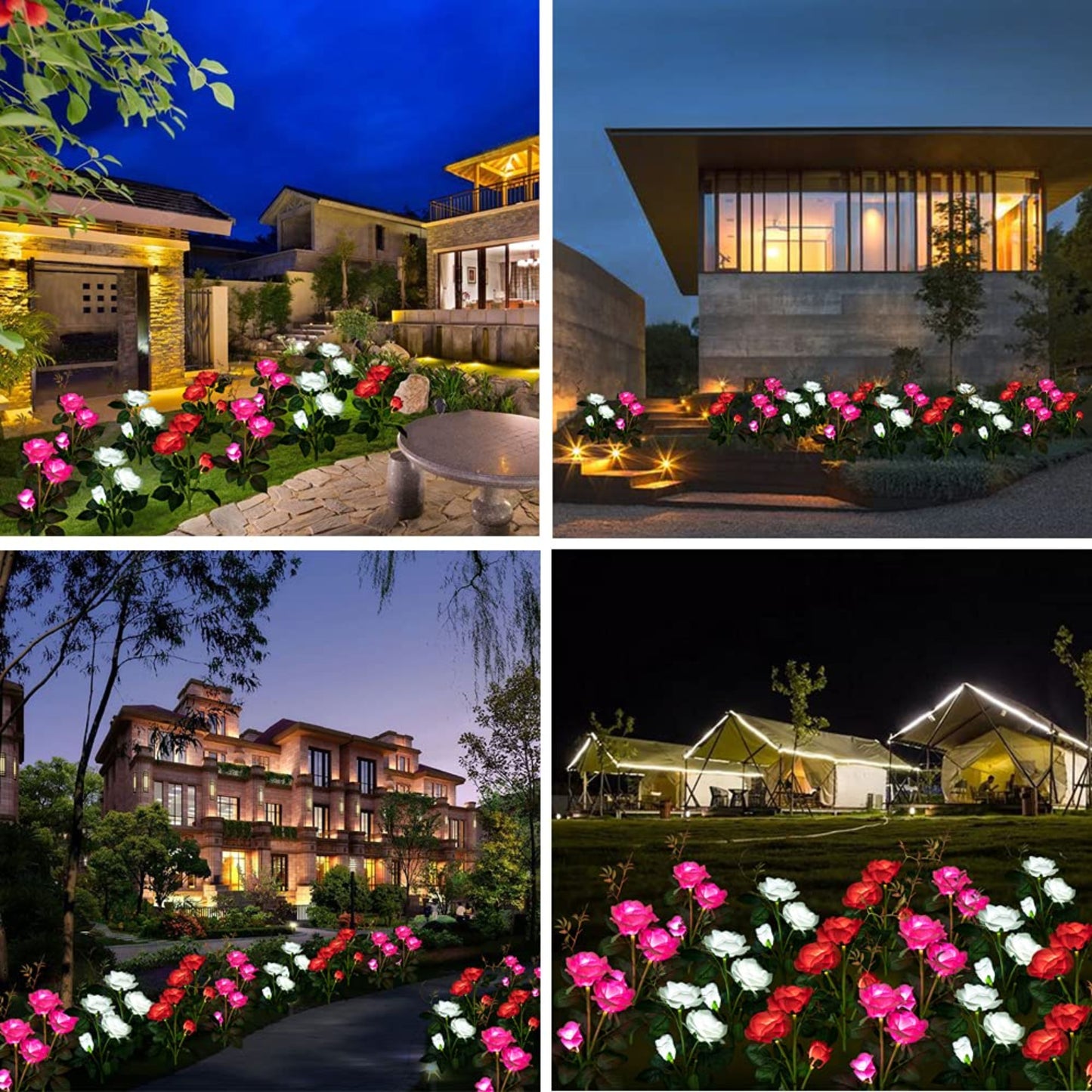 Pink Rose Solar Stake Lights Flower Solar Lights Outdoor Waterproof Rose Solar Flower Lights Solar Garden Stake Lights Yard Decorations For Christmas, Patio, Pathway, Lawn, Pack Of 1 - RS6148