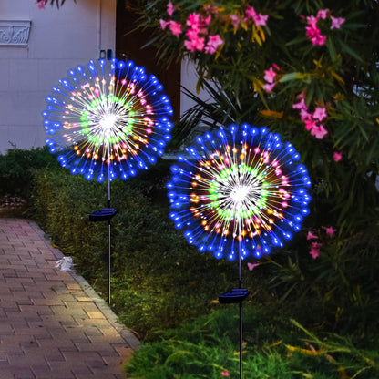 Solar Garden Firework Light 200LED Sparklers String Lights Comes With Warm White & MultiColour Waterproof Solar-Powered Firework Lights Eco-Friendly Colourful Twinkle Lighting For Yard, Pathway, And Patio - RS6153