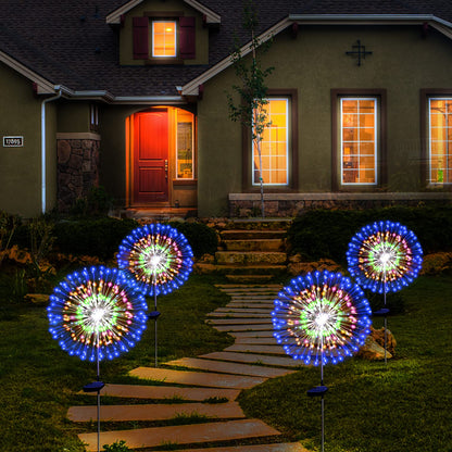 Solar Garden Firework Light 200LED Sparklers String Lights Comes With Warm White & MultiColour Waterproof Solar-Powered Firework Lights Eco-Friendly Colourful Twinkle Lighting For Yard, Pathway, And Patio - RS6153