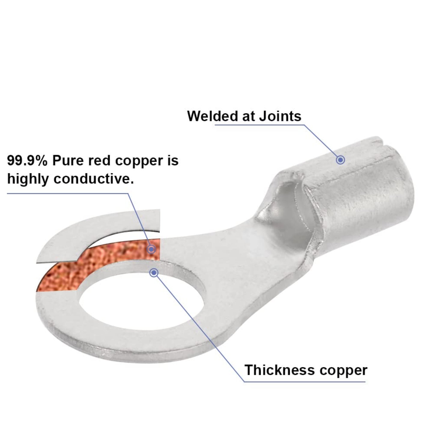 330PCS Wire Connectors Kit Non-Insulated Wire Connectors Kit Brazed Seam Fork Ring Terminals Of Tinned Copper AWG 22-10 Electrical Wire Crimp Connectors - RS6196