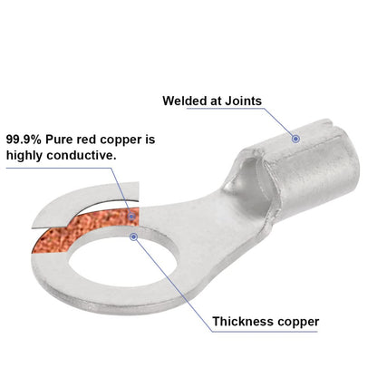 330PCS Wire Connectors Kit Non-Insulated Wire Connectors Kit Brazed Seam Fork Ring Terminals Of Tinned Copper AWG 22-10 Electrical Wire Crimp Connectors - RS6196